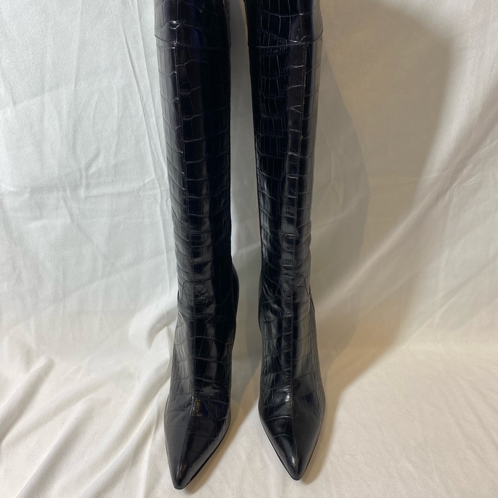 Prada Black Crocodile Knee-High Boots - Picture 3 of 7